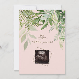 Tackkort för babybjudning med ultraljudsfoto av fl tack kort