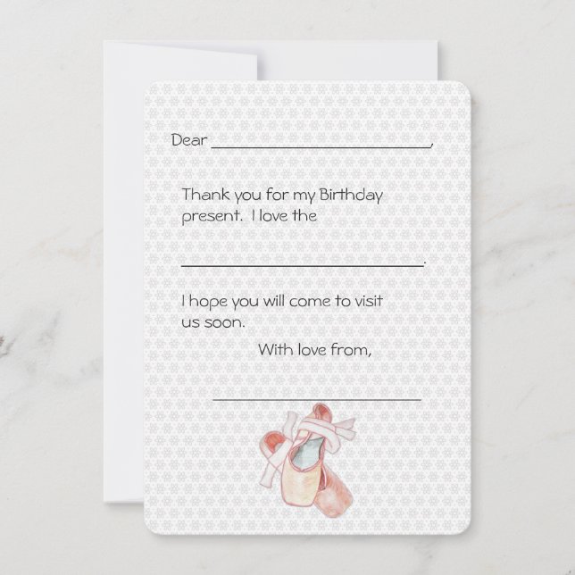 Tackkort för ballerina dansare Barn Tack Kort (Framsida)