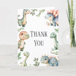 Tackkort för barn med söta dinosaurier på födelsed