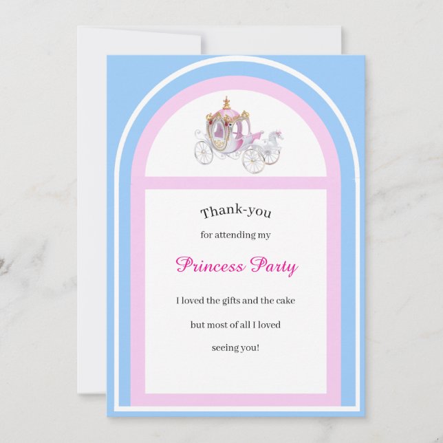 Tackkort för barnkalas med prinsessa tema tack kort (Framsida)