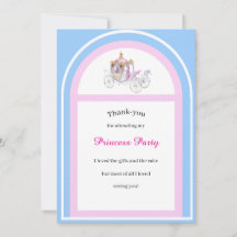 Tackkort för barnkalas med prinsessa tema