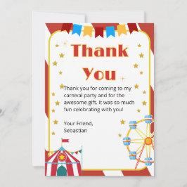 Tackkort för barnkalas på Karnevalen Tack Kort