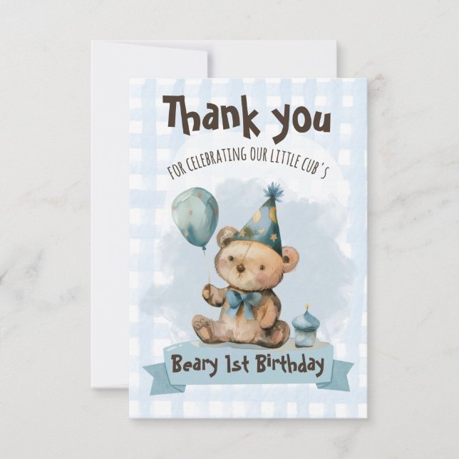 Tackkort för Bearys 1-årsdag Tack Kort (Framsida)