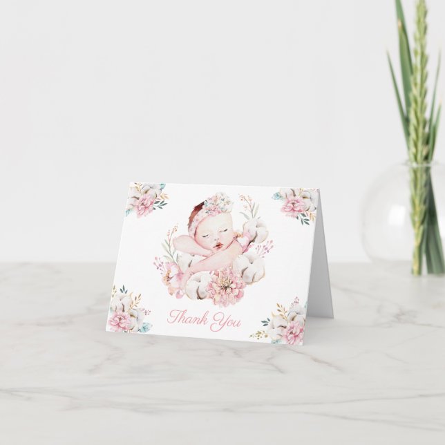 Tackkort för bebis i akvarell (Framsida)