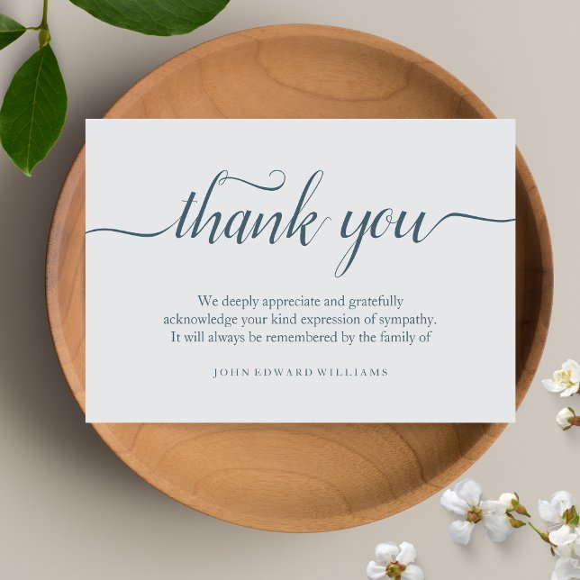 Tackkort för begravning tackkort för kondoleans tack kort (Blue Sympathy Thank You Card)