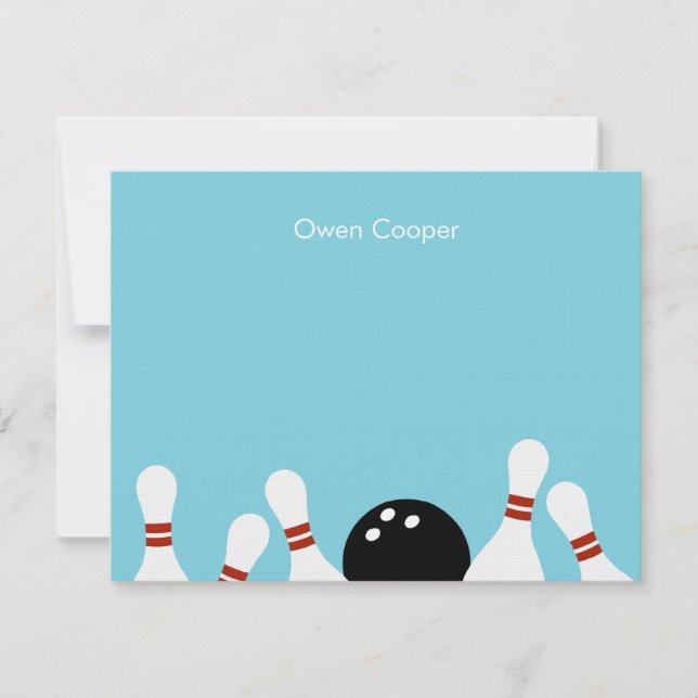 Tackkort för bowling (turkos) anteckningskort (Framsida)