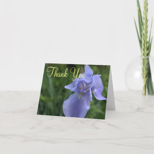 Tackkort för bröllop med Periwinkle Iris-blomma (Framsida)