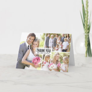 Tackkort för bröllop med tre fotokollage