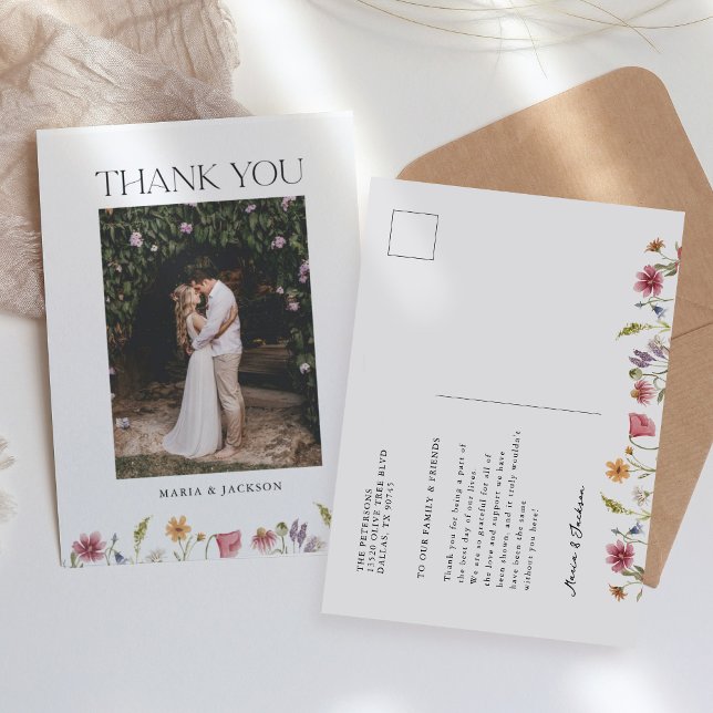 Tackkort för bröllopsbilder från vildblomsterträdg vykort (Skapare uppladdad)