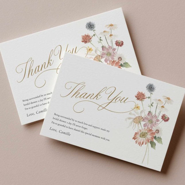 Tackkort för bröllopsdusch med vilda blommor inbjudningar (Wildflower Bridal Shower thank you card)