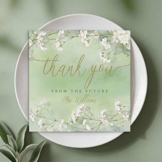 Tackkort för bröllopsfest med Sage Floral Tack Kort (Bridal Shower Thank You Card)