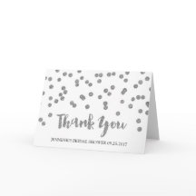 Tackkort för bröllopsfest med silverkonfetti