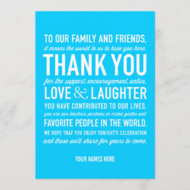 Tackkort för bröllopsfest tack kort