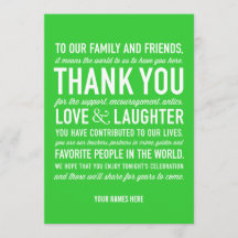 Tackkort för bröllopsfesten