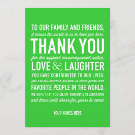 Tackkort för bröllopsfesten tack kort