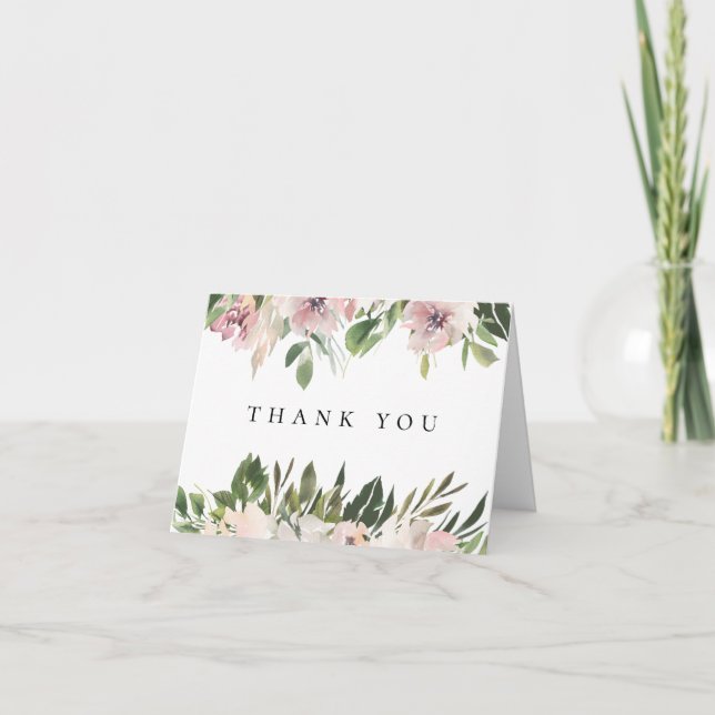 Tackkort för bröllopsfoto med dammig mauve blomdes (Framsida)