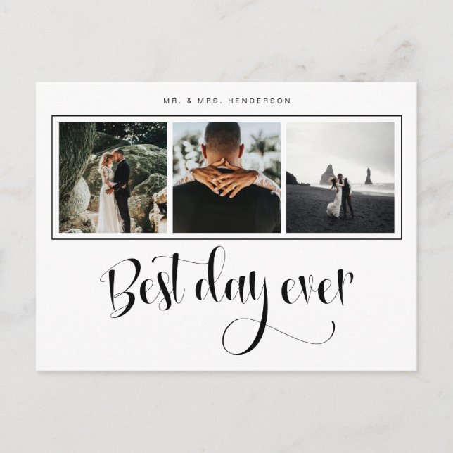 Tackkort för bröllopsfoto meddelande vykort (Framsida)