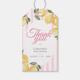 Tackkort för Coquette Lemon Pink Baby Shower Presentetikett
