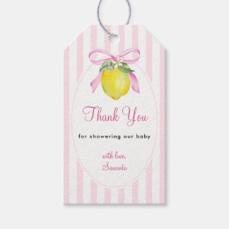 Tackkort för Coquette Lemon Pink Baby Shower Presentetikett