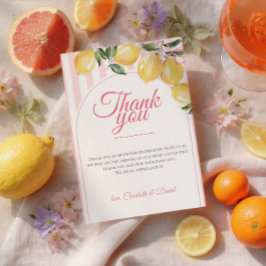 Tackkort för Coquette Lemon Pink babyfirande Inbjudningar