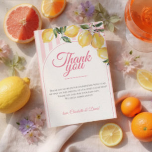 Tackkort för Coquette Lemon Pink babyfirande Inbjudningar