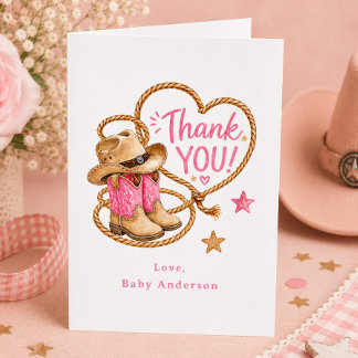 Tackkort för Cowgirl Baby Shower