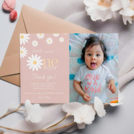 Tackkort för Daisys Första Födelsedag Retro Daisy Inbjudningar