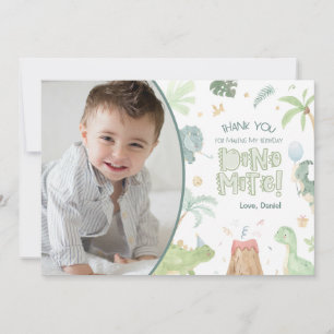 Tackkort för dinosaurieparty med foto tack kort