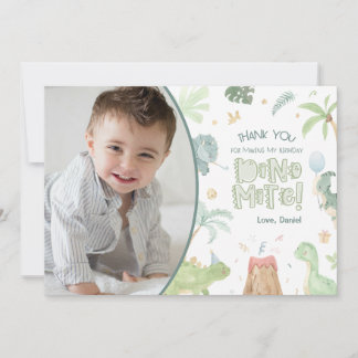 Tackkort för dinosaurieparty med foto tack kort