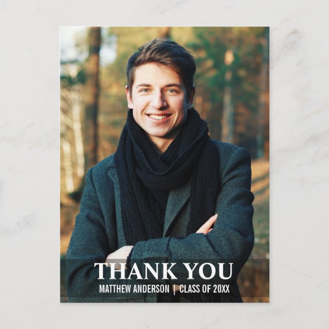 Tackkort för examen Modernt fotokort L W Vykort (Framsida)