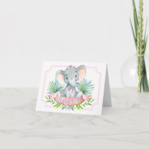 Tackkort för flicka elefant baby shower