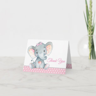 Tackkort för flicka elefant baby shower