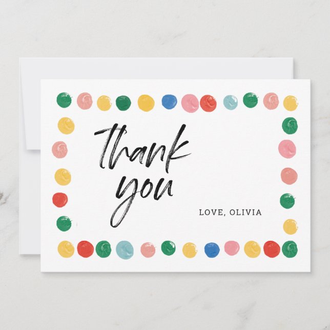 Tackkort för födelsedagsfest med modern konst tack kort (Framsida)