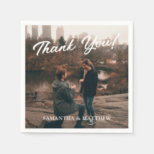 Tackkort för fotobesök på förlovningsfest pappersservett