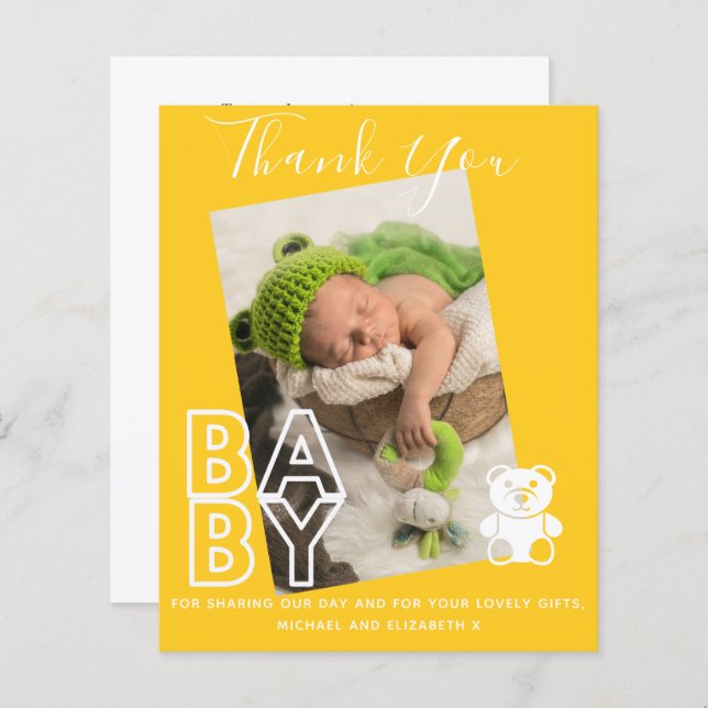 Tackkort för foton på nyfödda Modern budget (Fram/baksida)