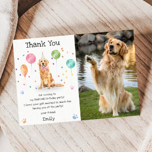 Tackkort för Golden Retriever-valpens födelsedag Inbjudningar