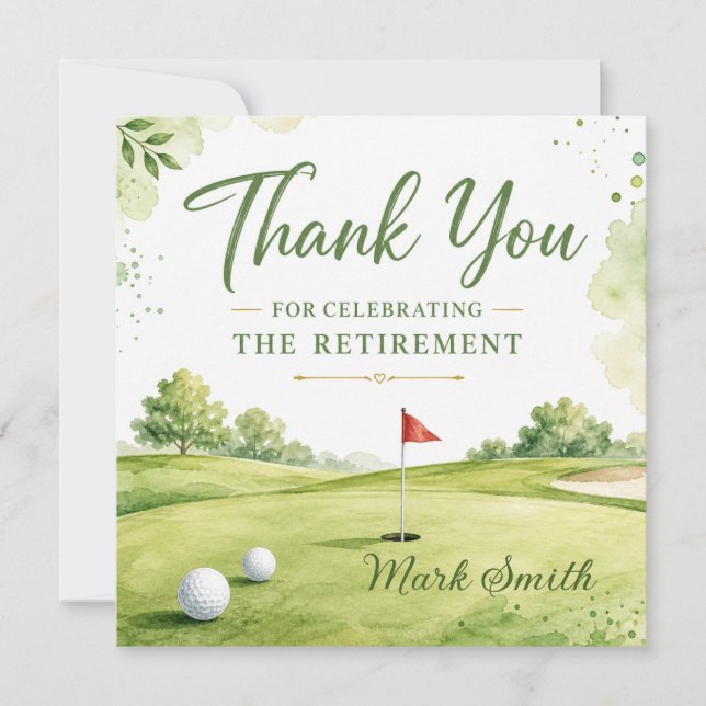 Tackkort för golfpensionering, golf tackkort (Framsida)