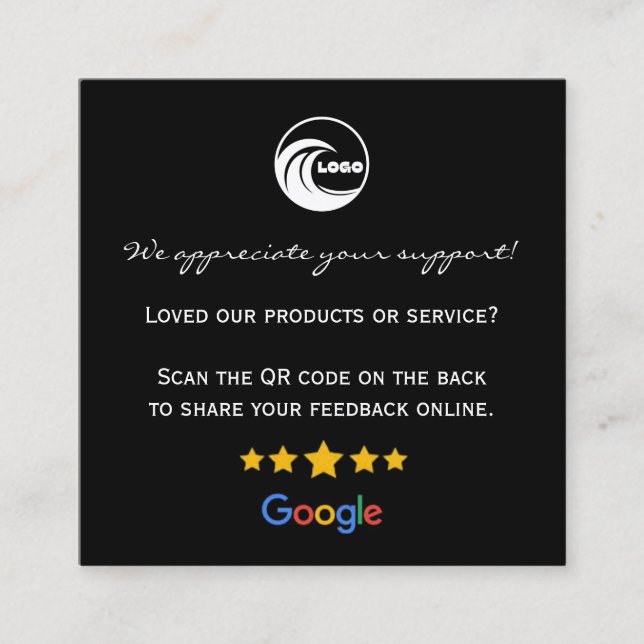 Tackkort för Google-recensioner QR för visitkort (Framsida)