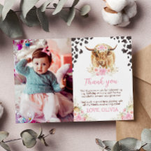 Tackkort för Highland Cow-födelsedagsfirande