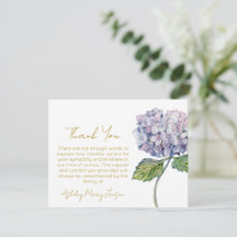 Tackkort för Hydrangea begravning Sorg