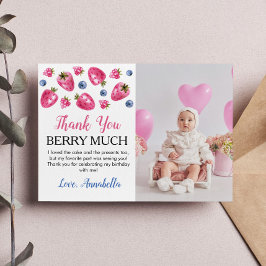 Tackkort för Jordgubbsfödelsedagsfest Tack Kort