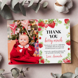 Tackkort för Jordgubbsfödelsedagsfest Tack Kort