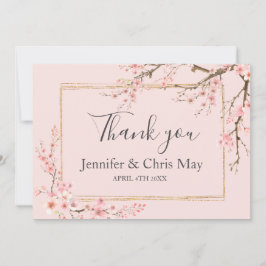 Tackkort för körsbärsblommande bröllop tack kort