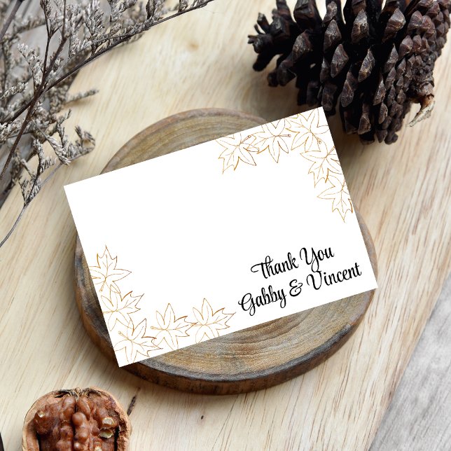 Tackkort för kulört Löv Kant-blommor - plattor Inbjudningar (Fall in Love with these autumn leaves thank you notes.)