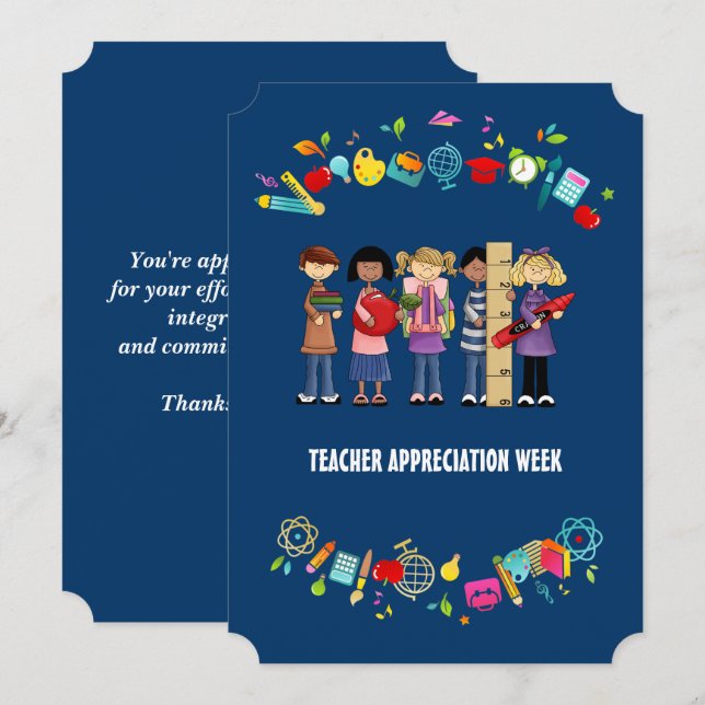 Tackkort för lärare under uppskattningsveckan tack kort (Fram/baksida)