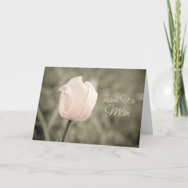 Tackkort för mamma med rosa tulpan på bröllopsdage (Framsida)