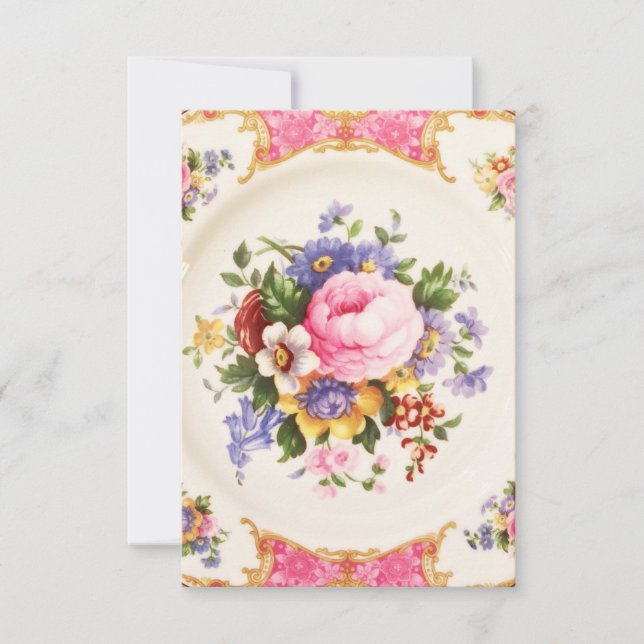 Tackkort för party för VictoriankickTea Tack Kort (Framsida)