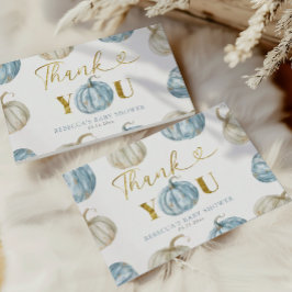 Tackkort för Pastell Pojke Pumpa Baby Shower Tack Kort