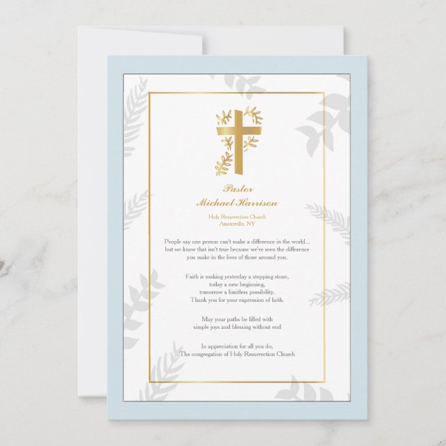 Tackkort för pastorappration inbjudningar (Framsida)