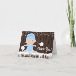 Tackkort för pojkars vinter snöflinga baby shower